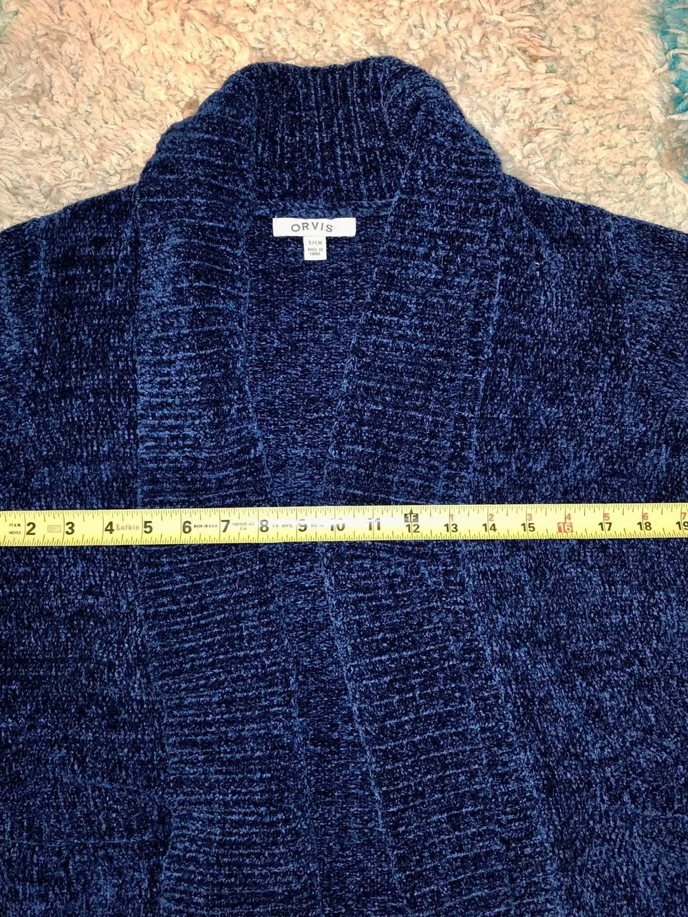 Orvis Women's Chenille Shawl Collar Open Cardigan Sweater S